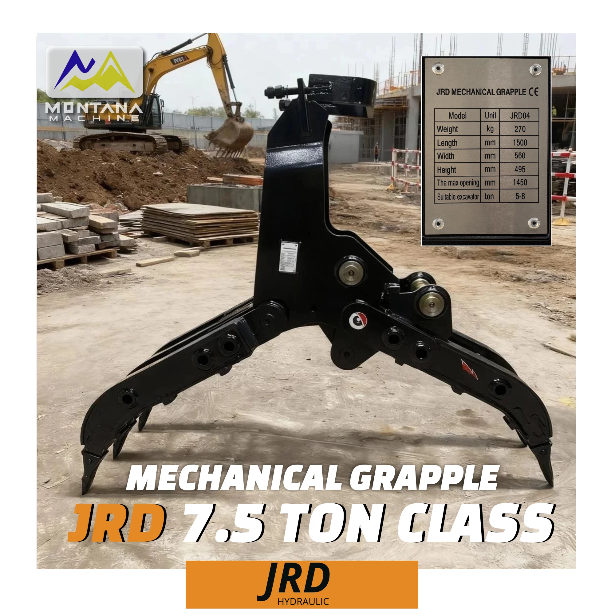 Mechanical Grapple JRD 7.5 Ton